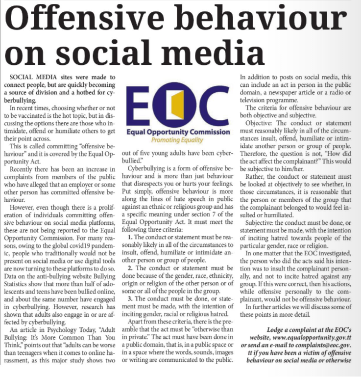 Offensive behaviour on social media